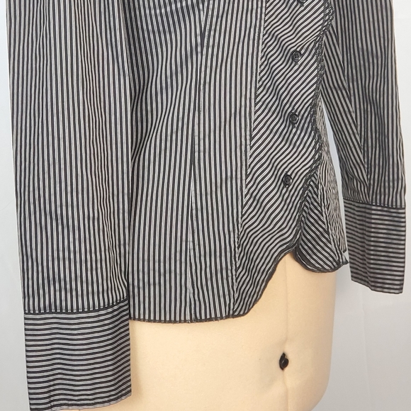 Mexx Small Black & White Striped Button Down Shirt - Picture 7 of 10